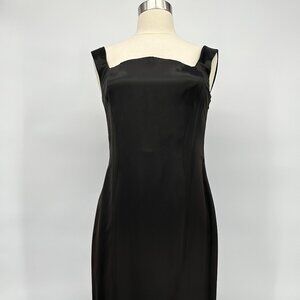 Vintage 1980s Gianni Versace Black Silk Blend Satin Iconic Curved